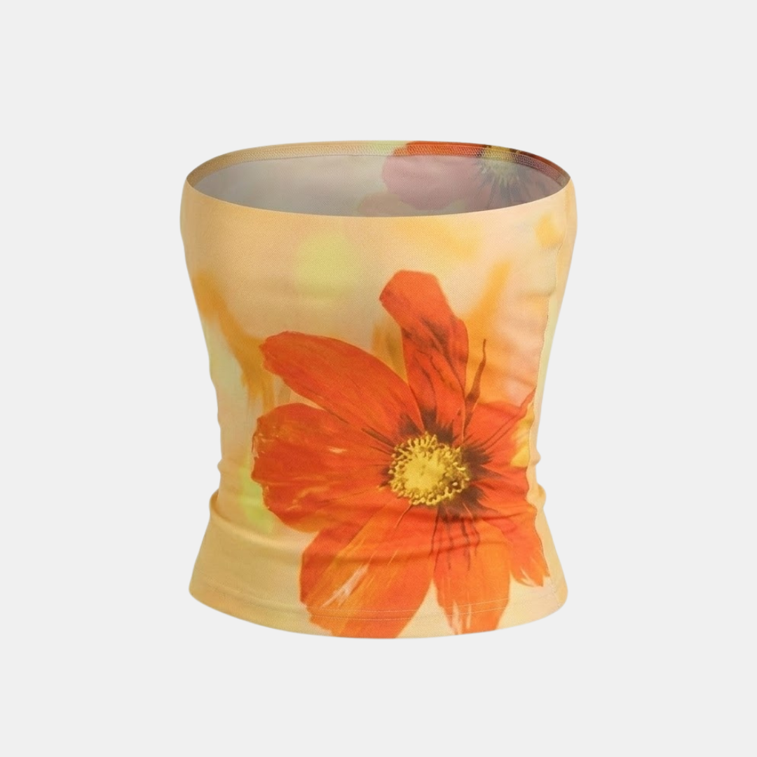 Women's Summer Floral Print Strapless Tube Top