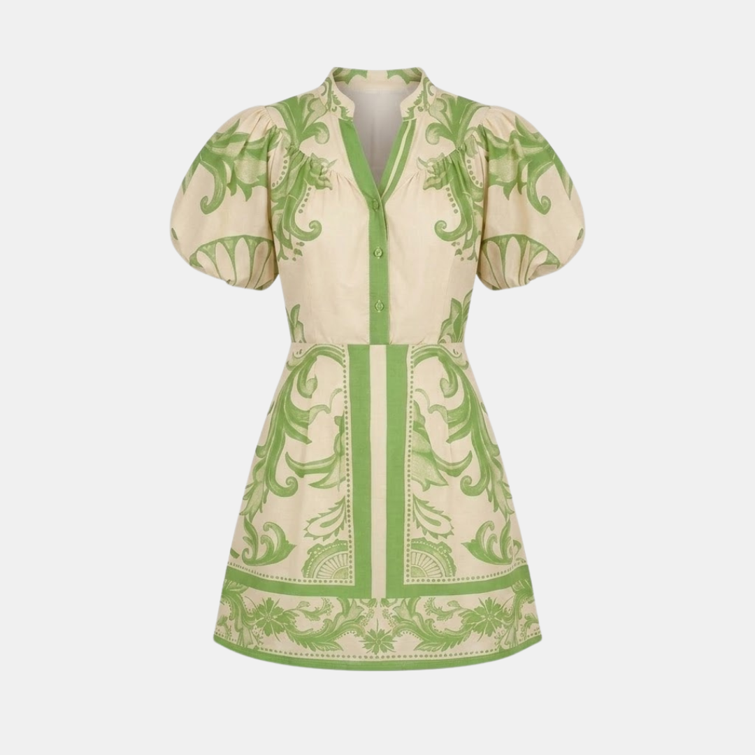 Floral Organic Linen Cocktail Summer Dress