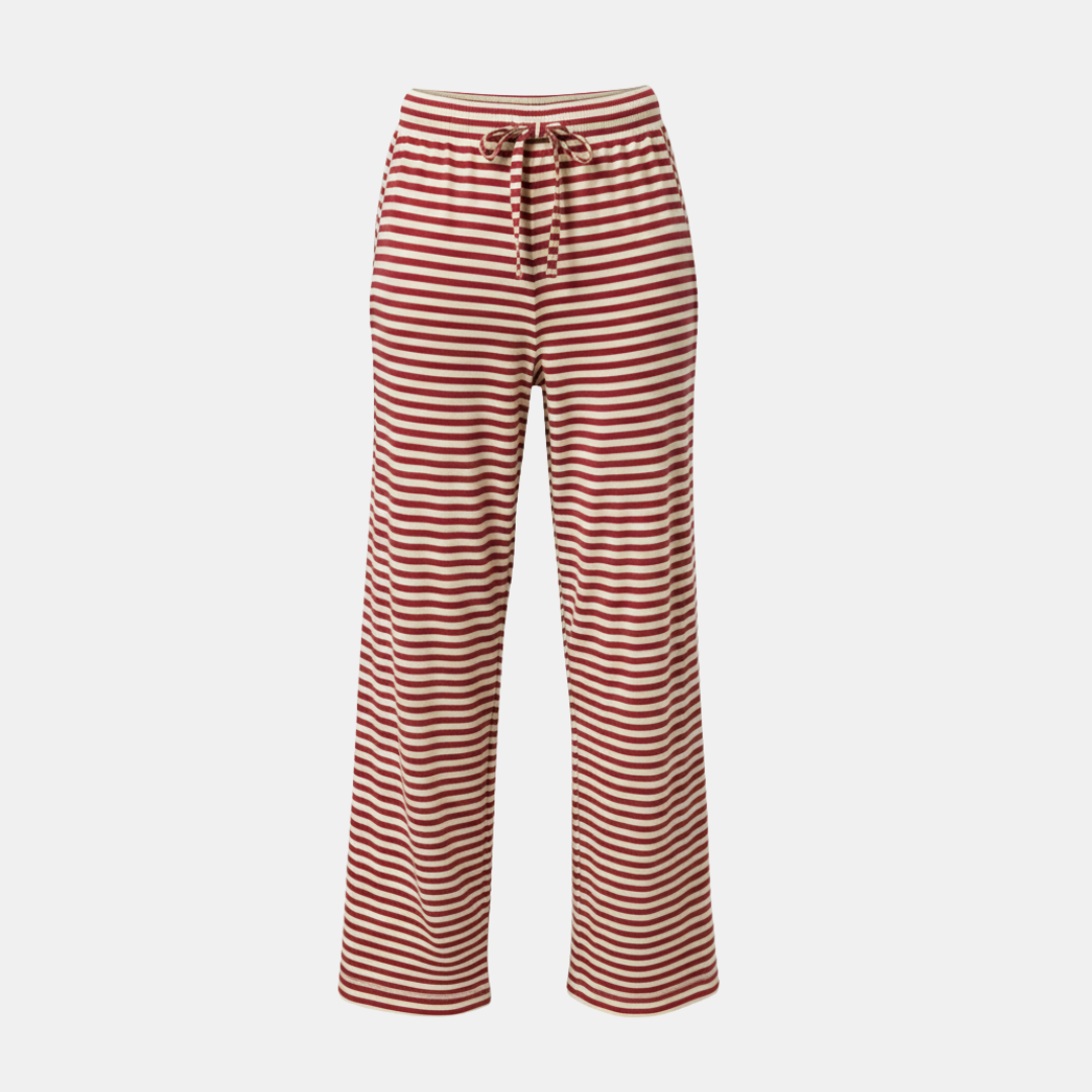 Women's Pants with Drawstring and Striped Print