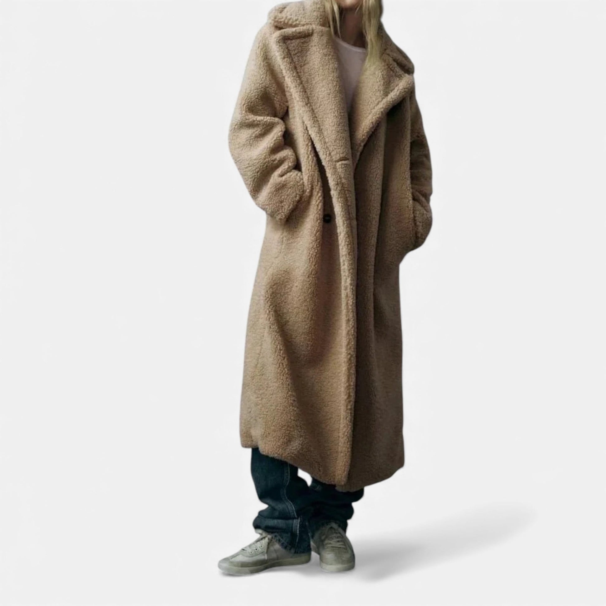Norelle Co | Women’s Long Double-Breasted Teddy Coat