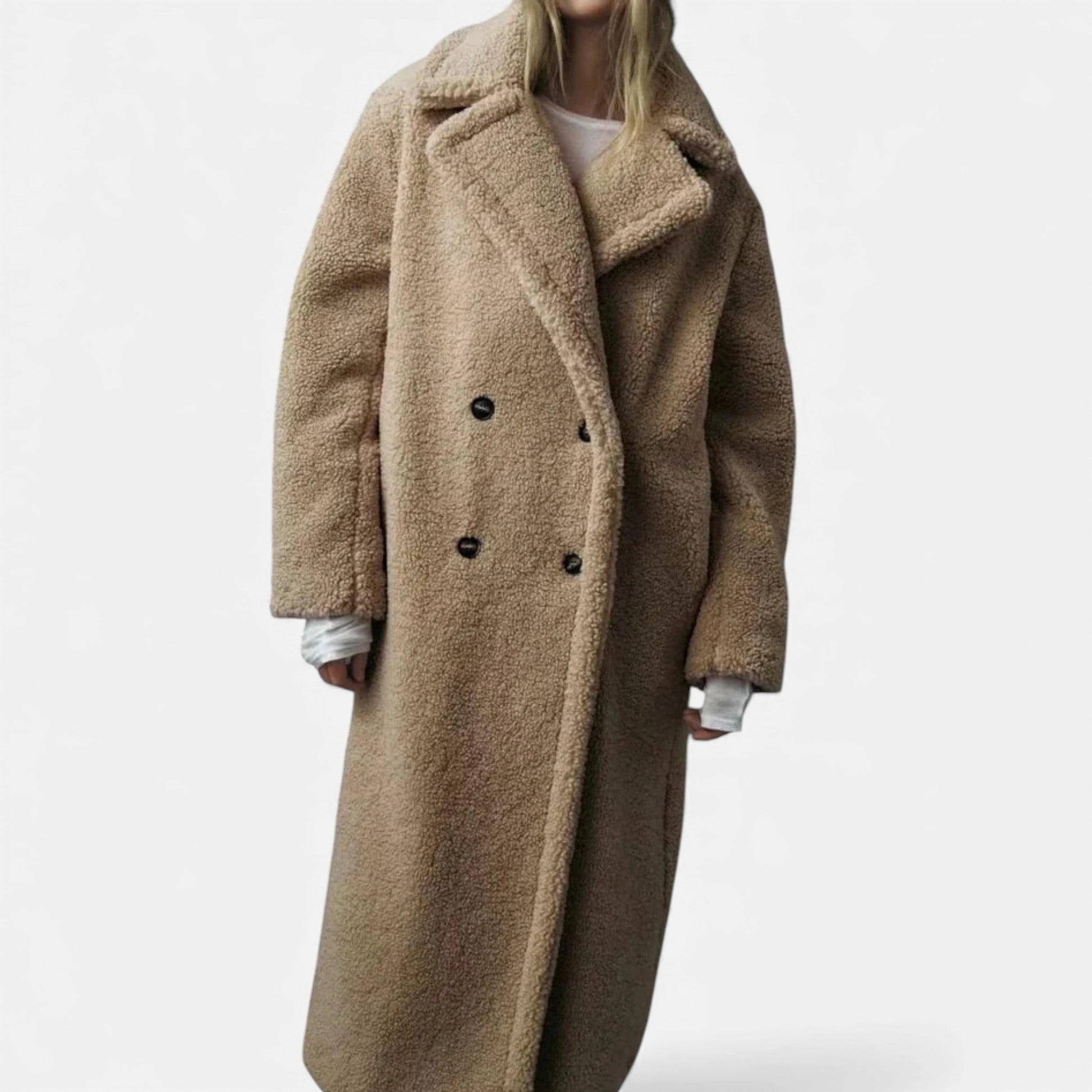 Norelle Co | Women’s Long Double-Breasted Teddy Coat