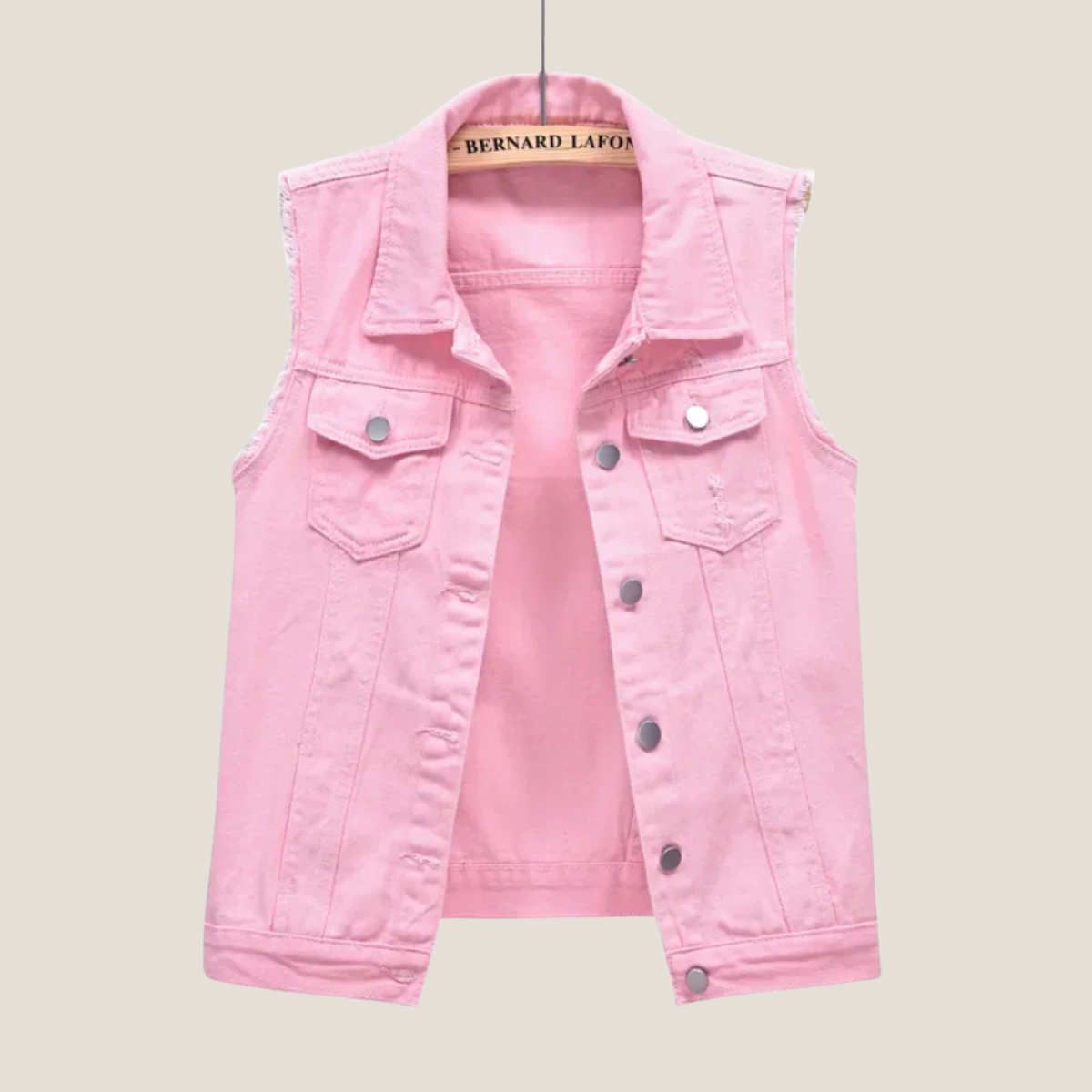 Women's Distressed Denim Waistcoat - Cropped Sleeveless Point Collar Vest with Button-Front