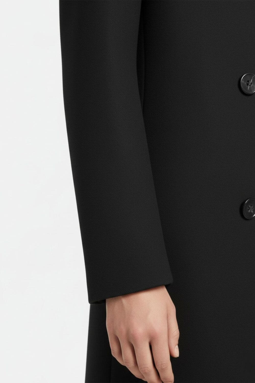 Sofia Maris Women’s Long Double-Breasted Coat – Timeless Black Sophistication - Sofia Maris
