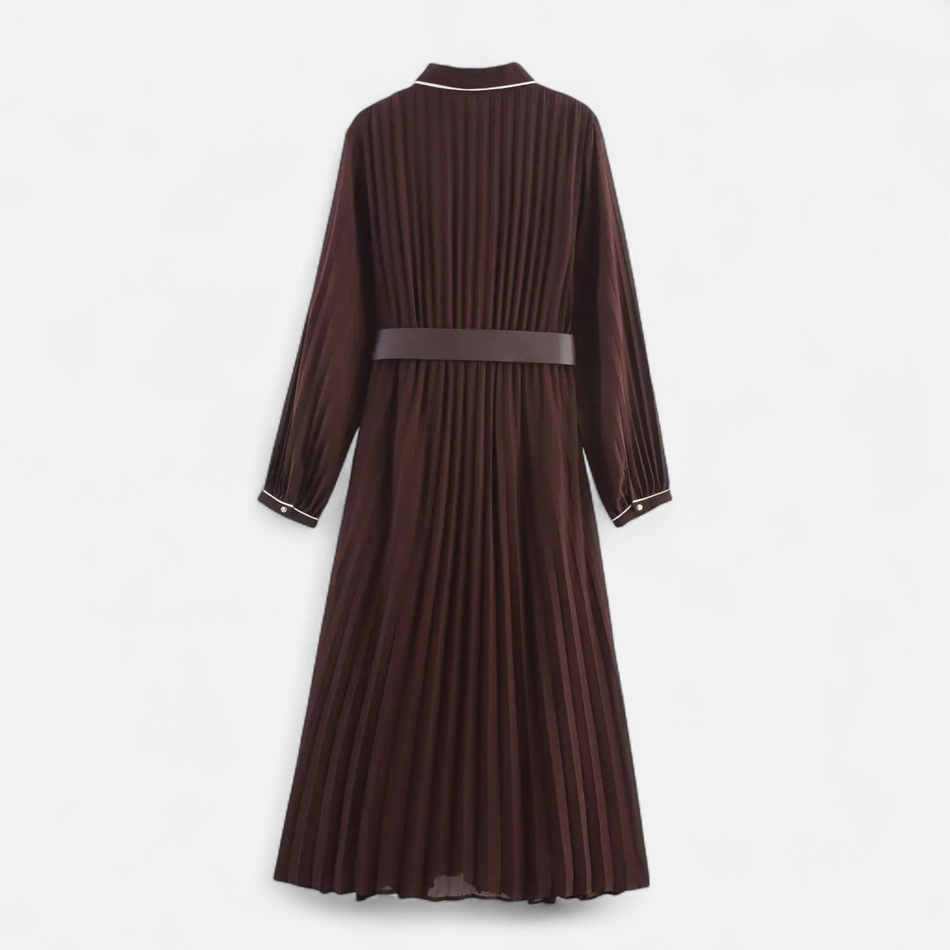 Women’s Chiffon Midi Dress – Turn-Down Collar Elegance - Sofia Maris