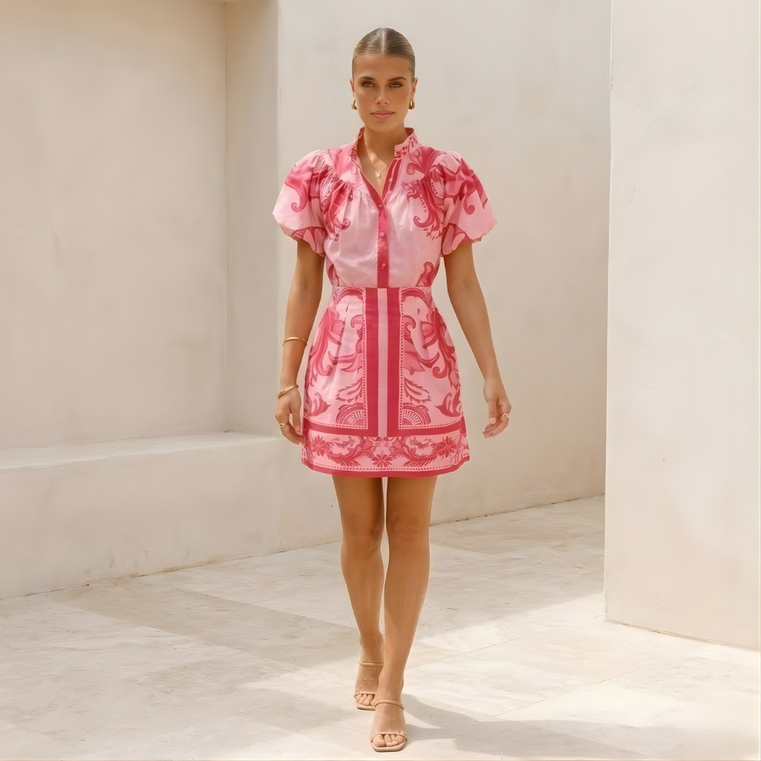 Floral Organic Linen Cocktail Summer Dress