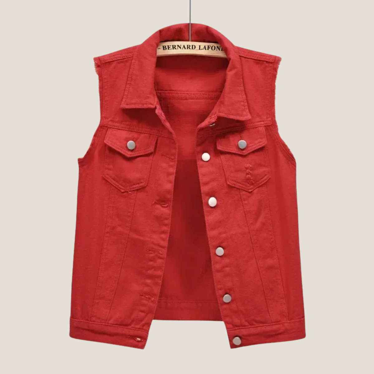 Women's Distressed Denim Waistcoat - Cropped Sleeveless Point Collar Vest with Button-Front