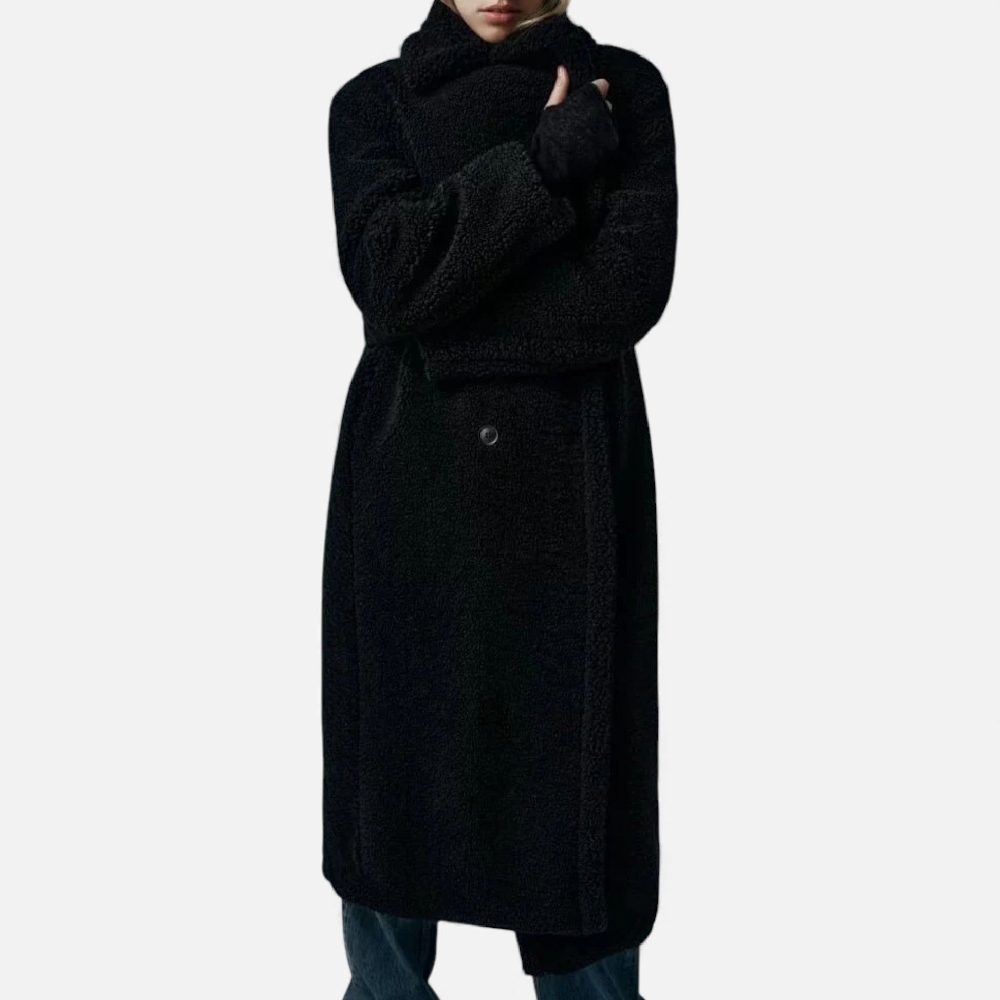 Norelle Co | Women’s Long Double-Breasted Teddy Coat