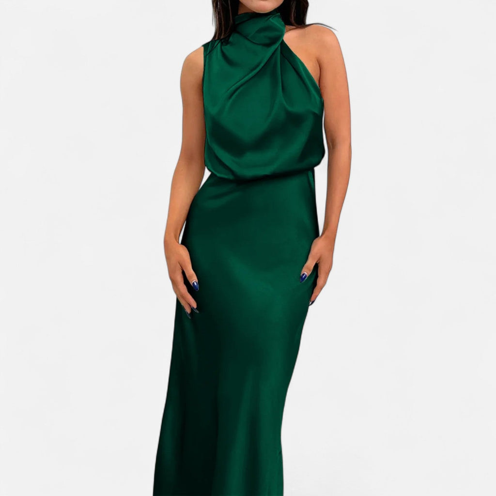 Sofia Maris Women’s Satin Sleeveless Long Dress – Fluid Drape, Timeless Elegance - Sofia Maris