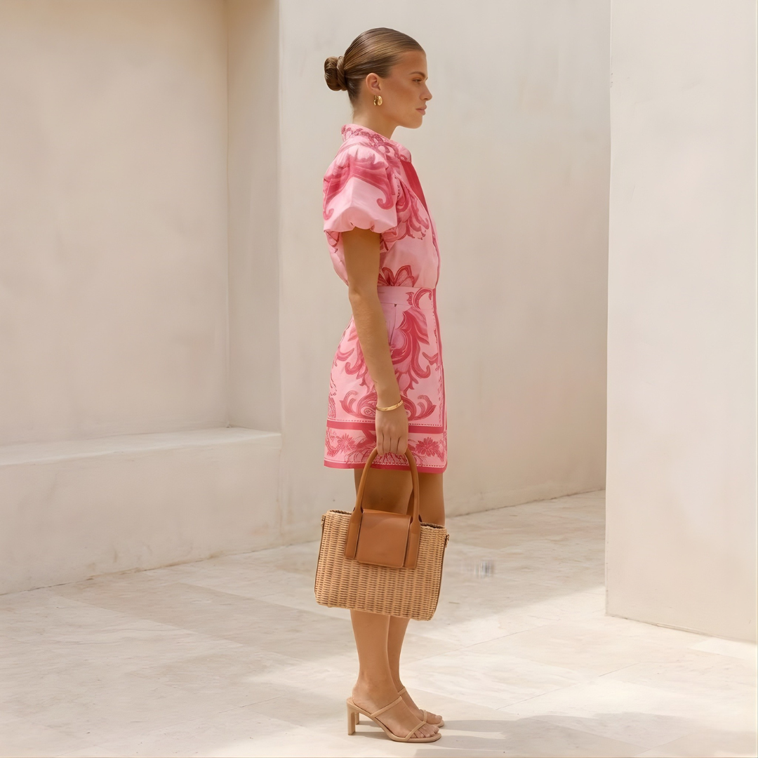 Floral Organic Linen Cocktail Summer Dress