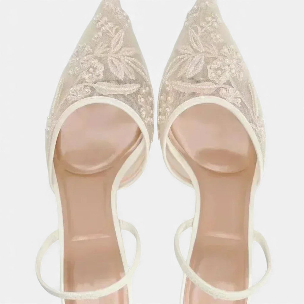 Sofia Maris Women’s Embroidered Mesh Designer Heels - Sofia Maris