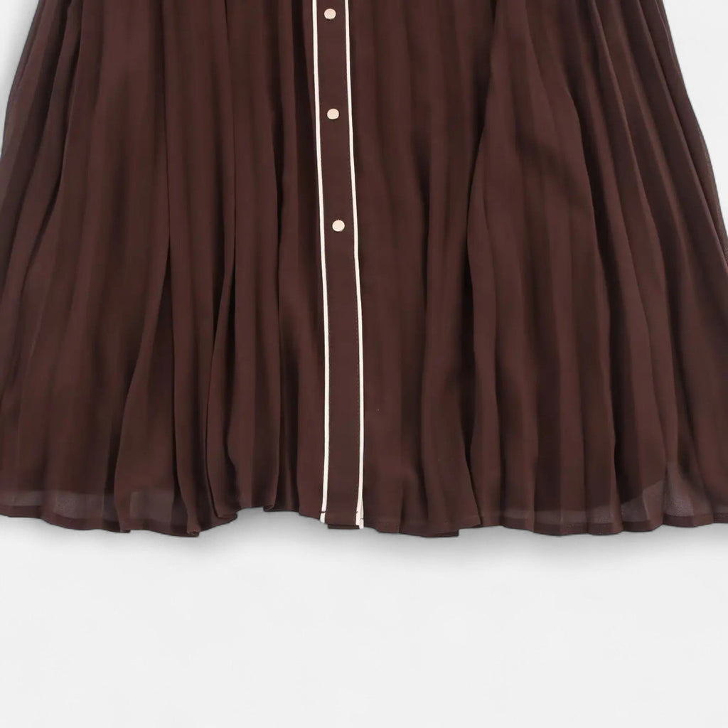 Women’s Chiffon Midi Dress – Turn-Down Collar Elegance - Sofia Maris