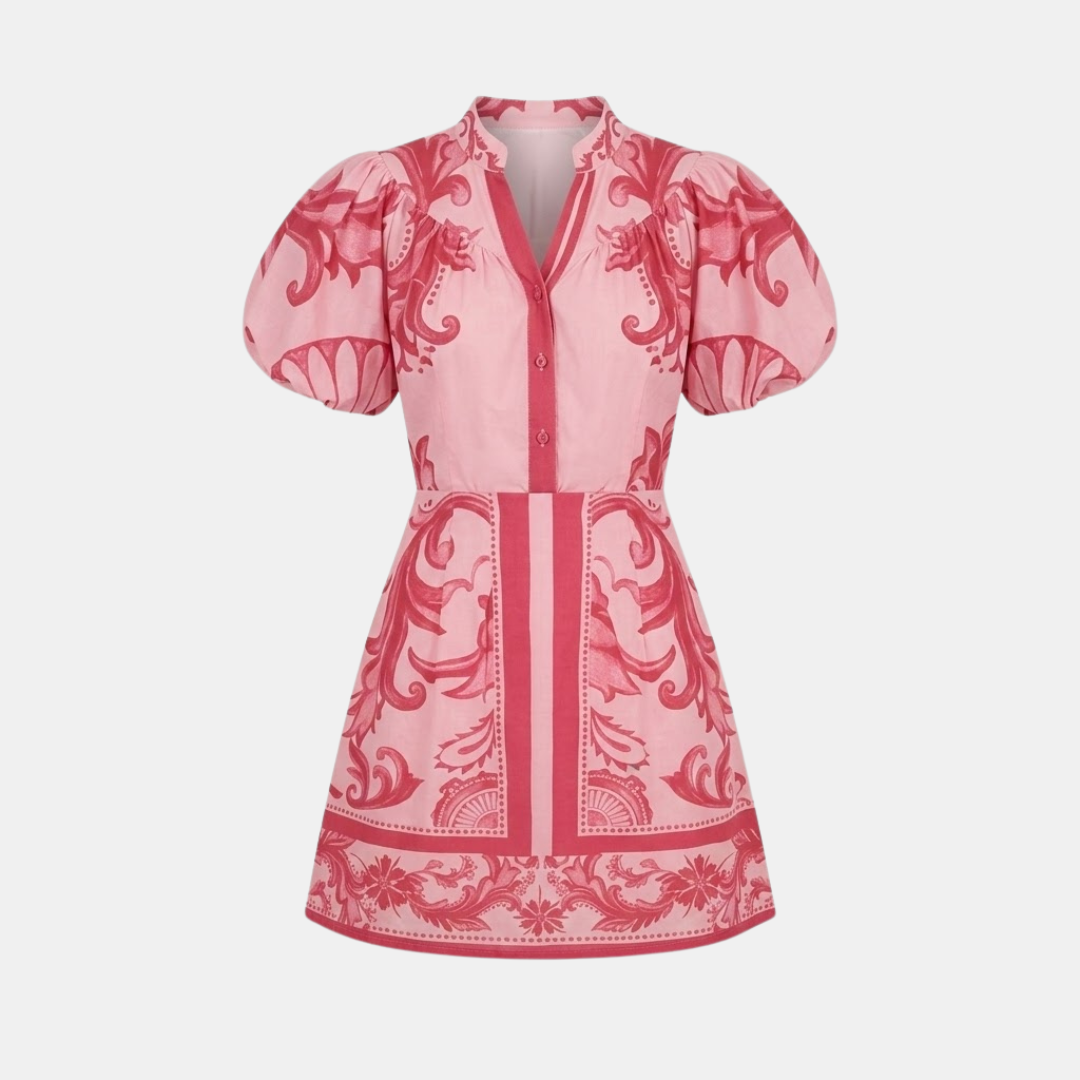 Floral Organic Linen Cocktail Summer Dress
