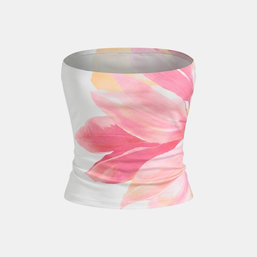 Women's Summer Floral Print Strapless Tube Top