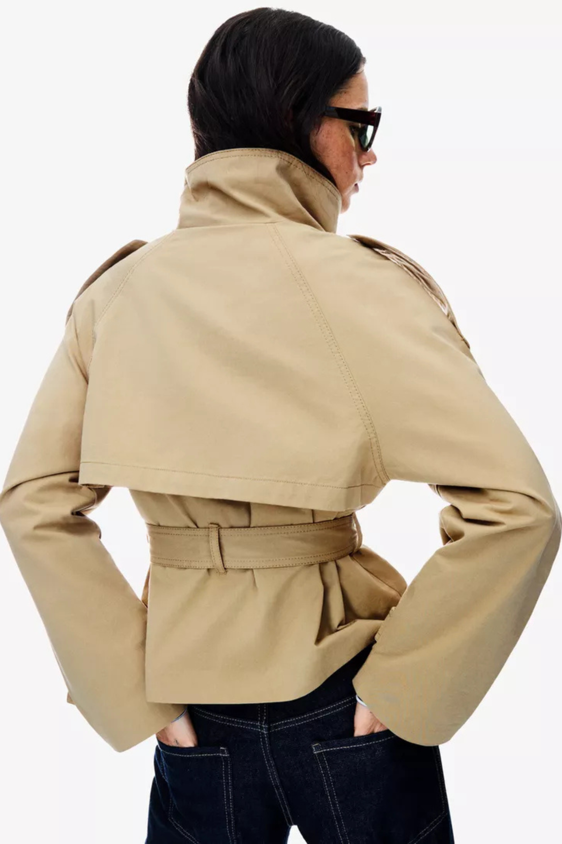 Women’s Trench Coat – Short Belted Double-Breasted Jacket - Sofia Maris