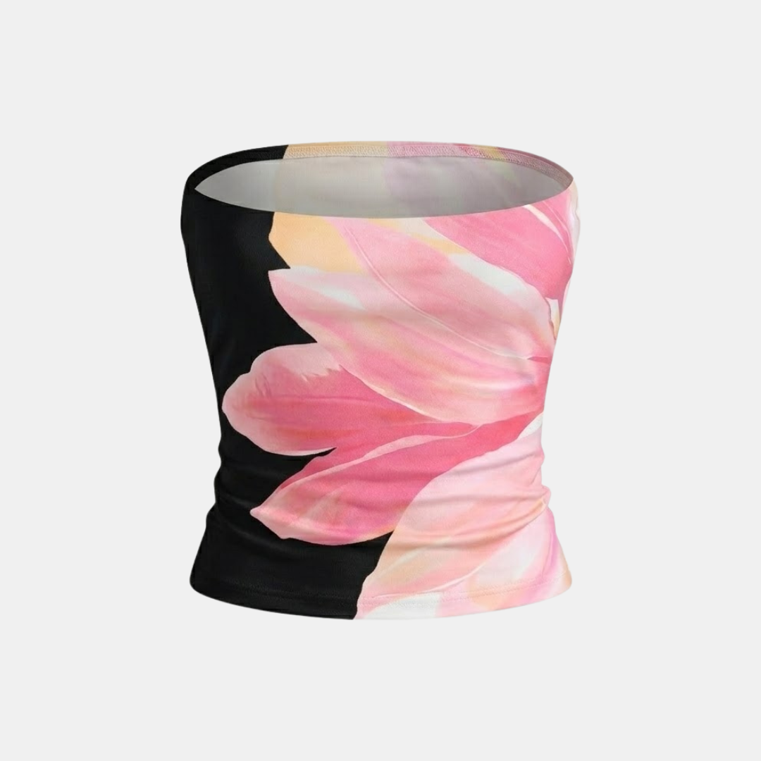 Women's Summer Floral Print Strapless Tube Top