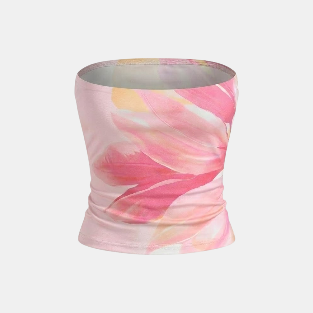 Women's Summer Floral Print Strapless Tube Top