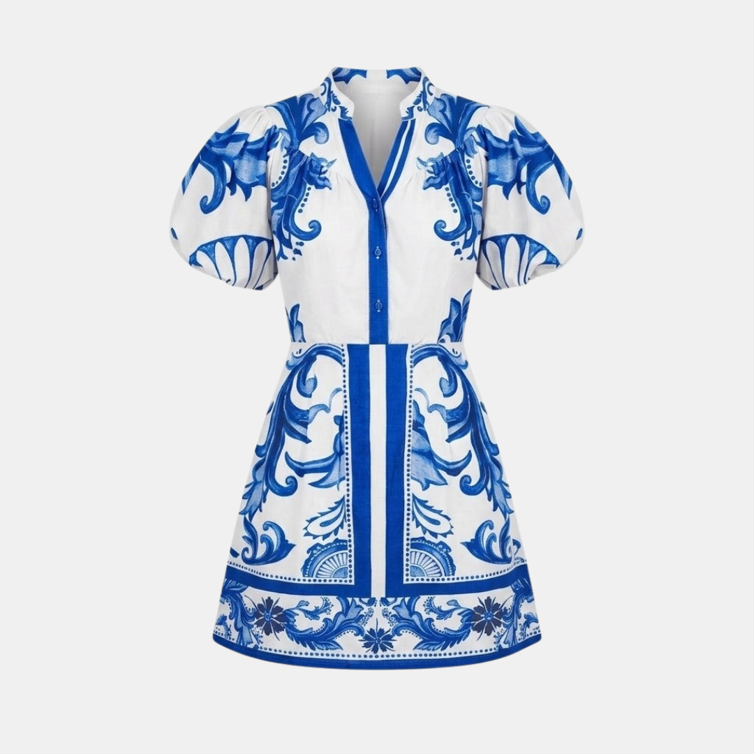 Floral Organic Linen Cocktail Summer Dress