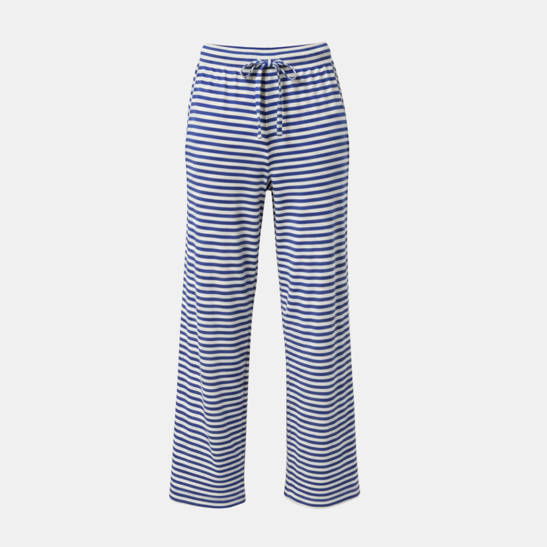 Women's Pants with Drawstring and Striped Print