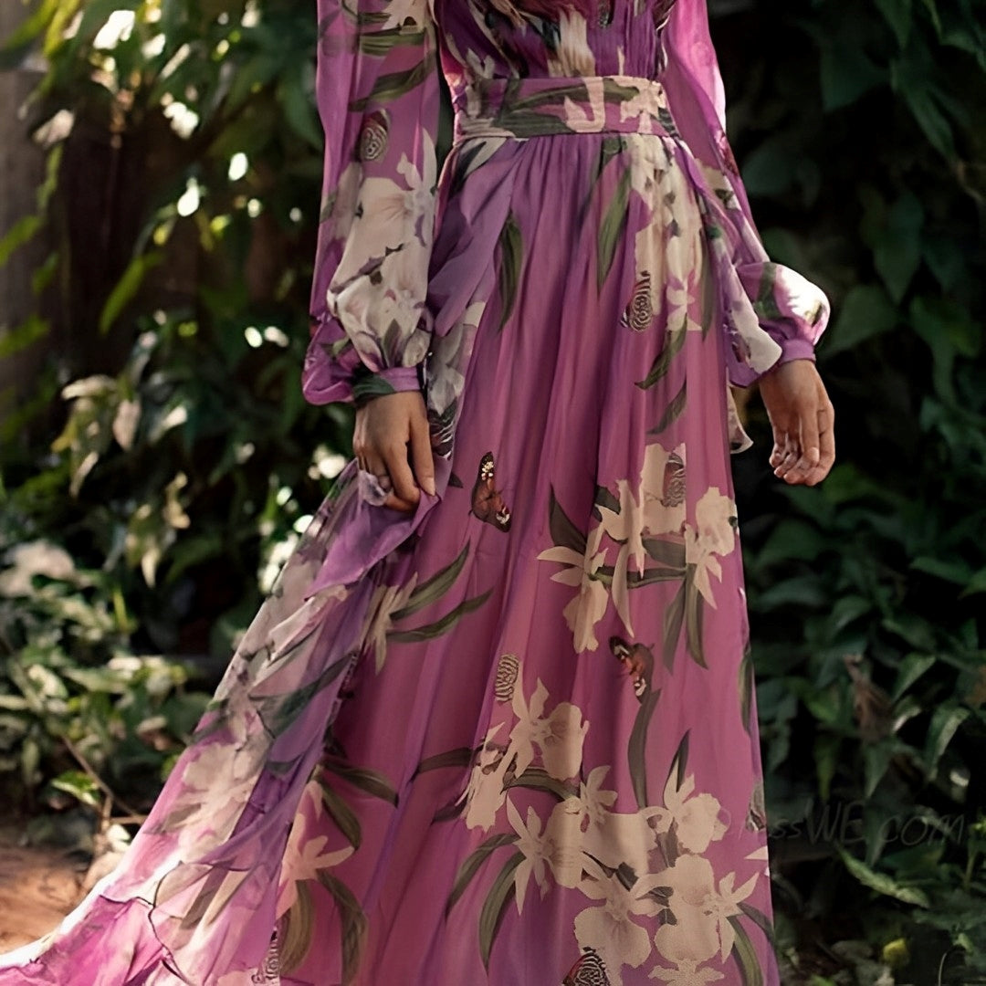 Rachel | Women’s Lightweight Floral Chiffon Dress with Flowy Fit