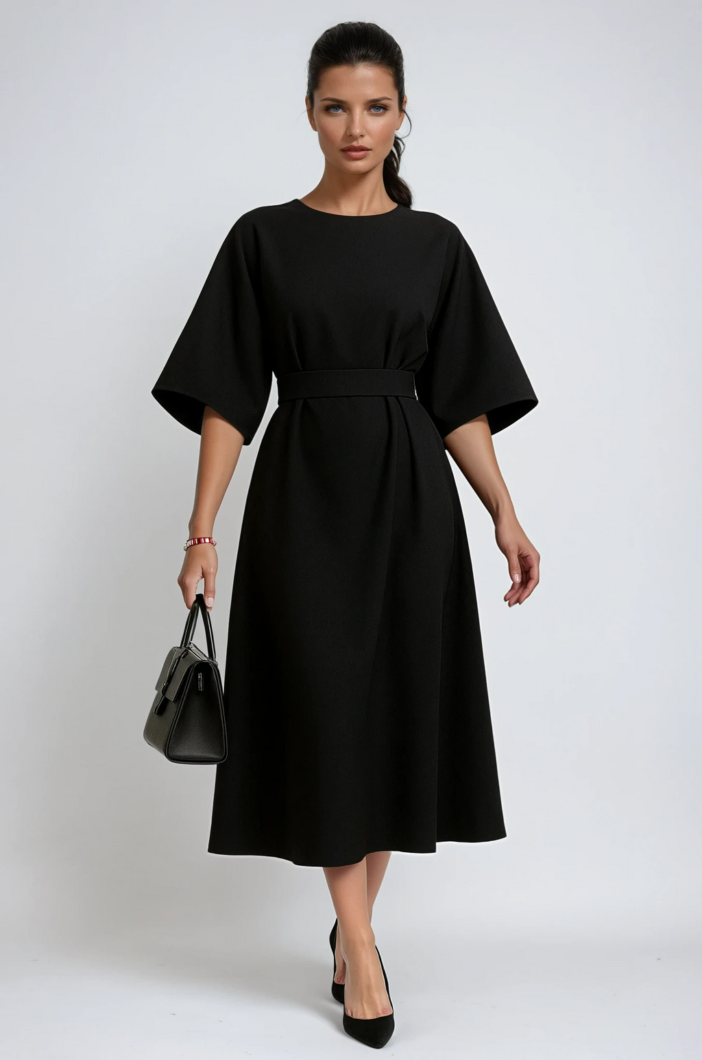 Norelle Co Crew Neck Midi Work Dress