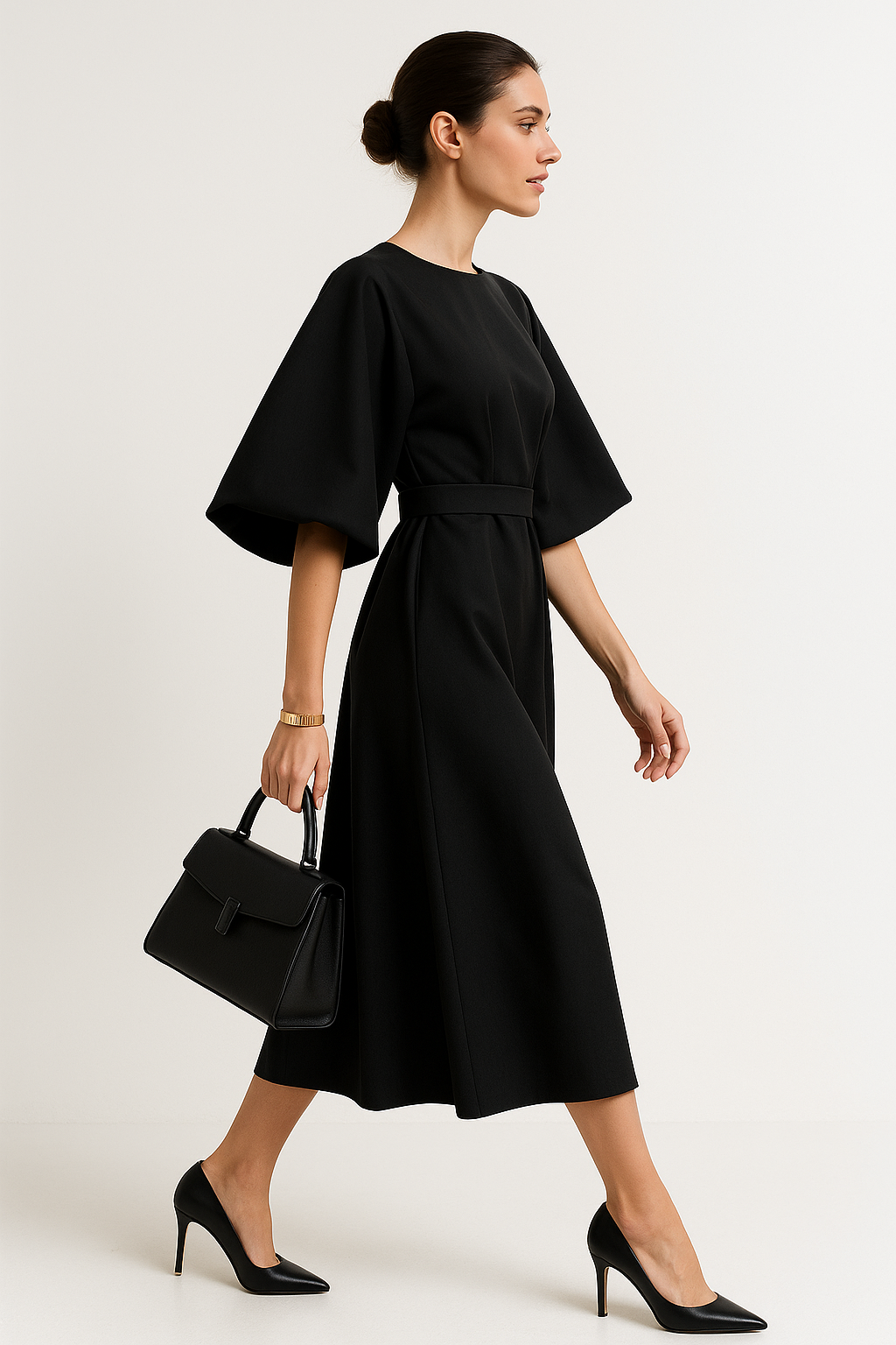 Norelle Co Crew Neck Midi Work Dress