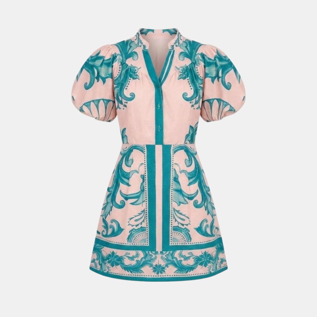 Floral Organic Linen Cocktail Summer Dress