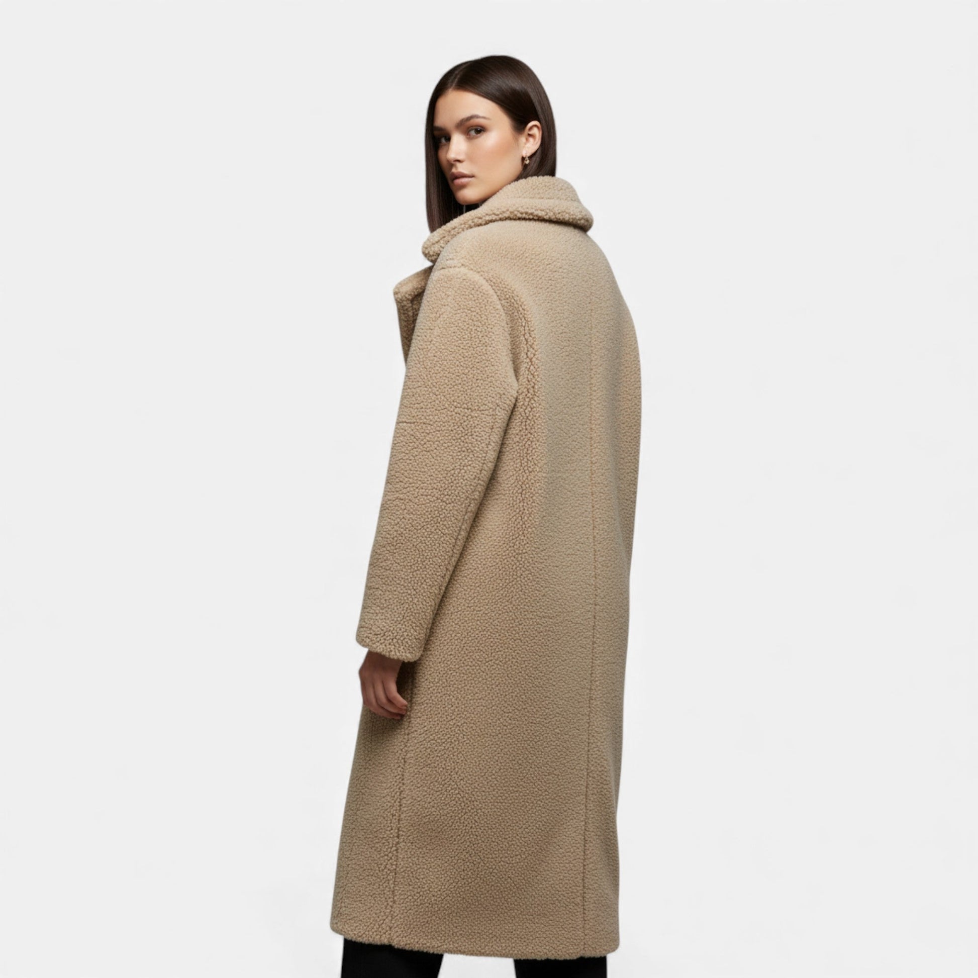 Norelle Co | Women’s Long Double-Breasted Teddy Coat