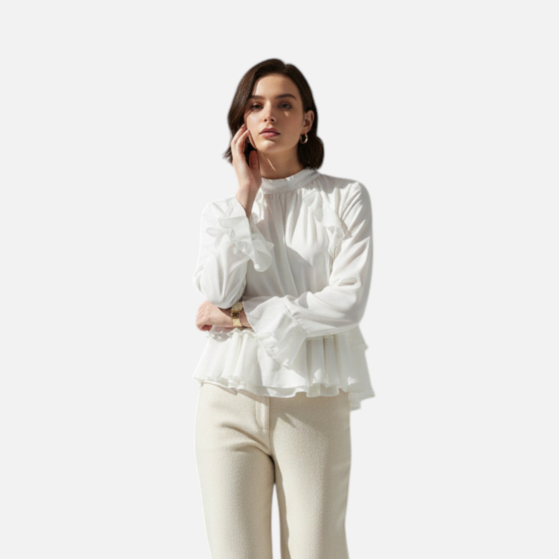 Women's Elegant Chiffon Ruffled Blouse - Sofia Maris