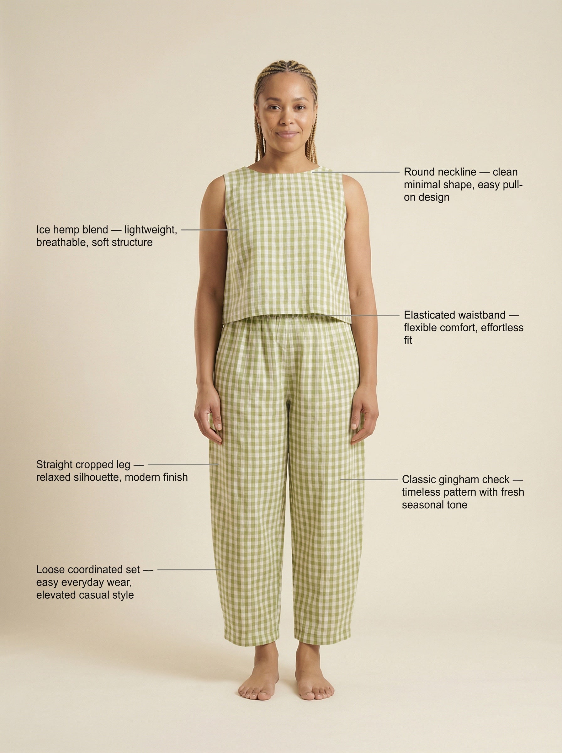 Clara Gingham Pants Set