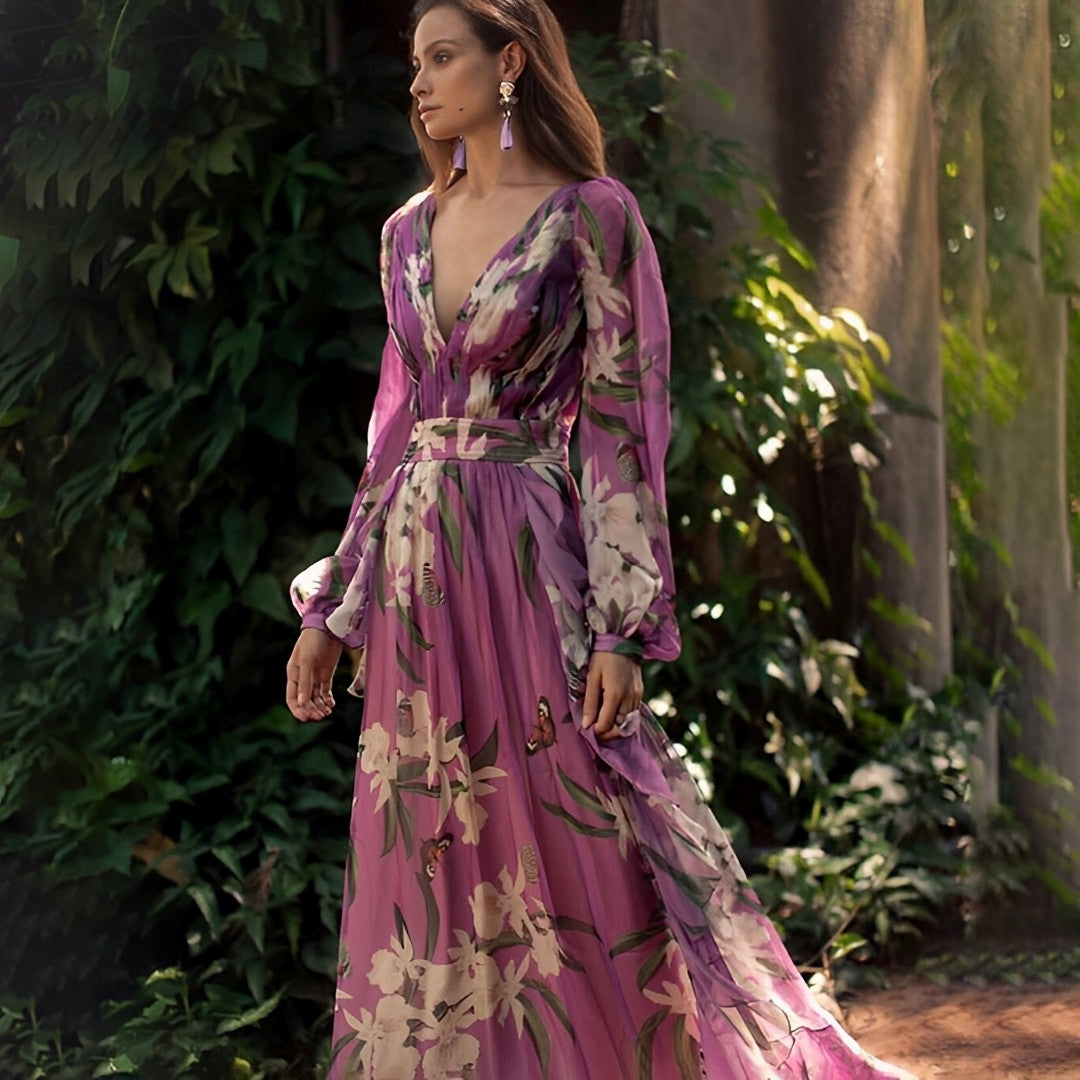Rachel | Women’s Lightweight Floral Chiffon Dress with Flowy Fit