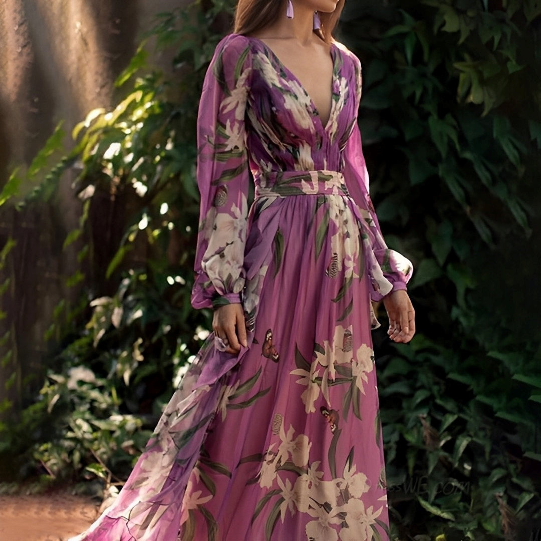 Rachel | Women’s Lightweight Floral Chiffon Dress with Flowy Fit