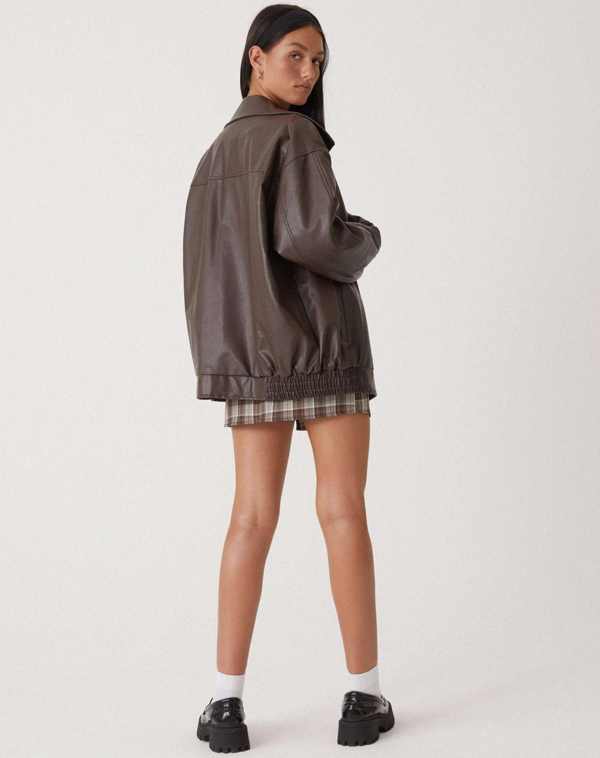 Queenilyn Jacket | Women's Autumn Oversized PU Leather Jacket - Sofia Maris