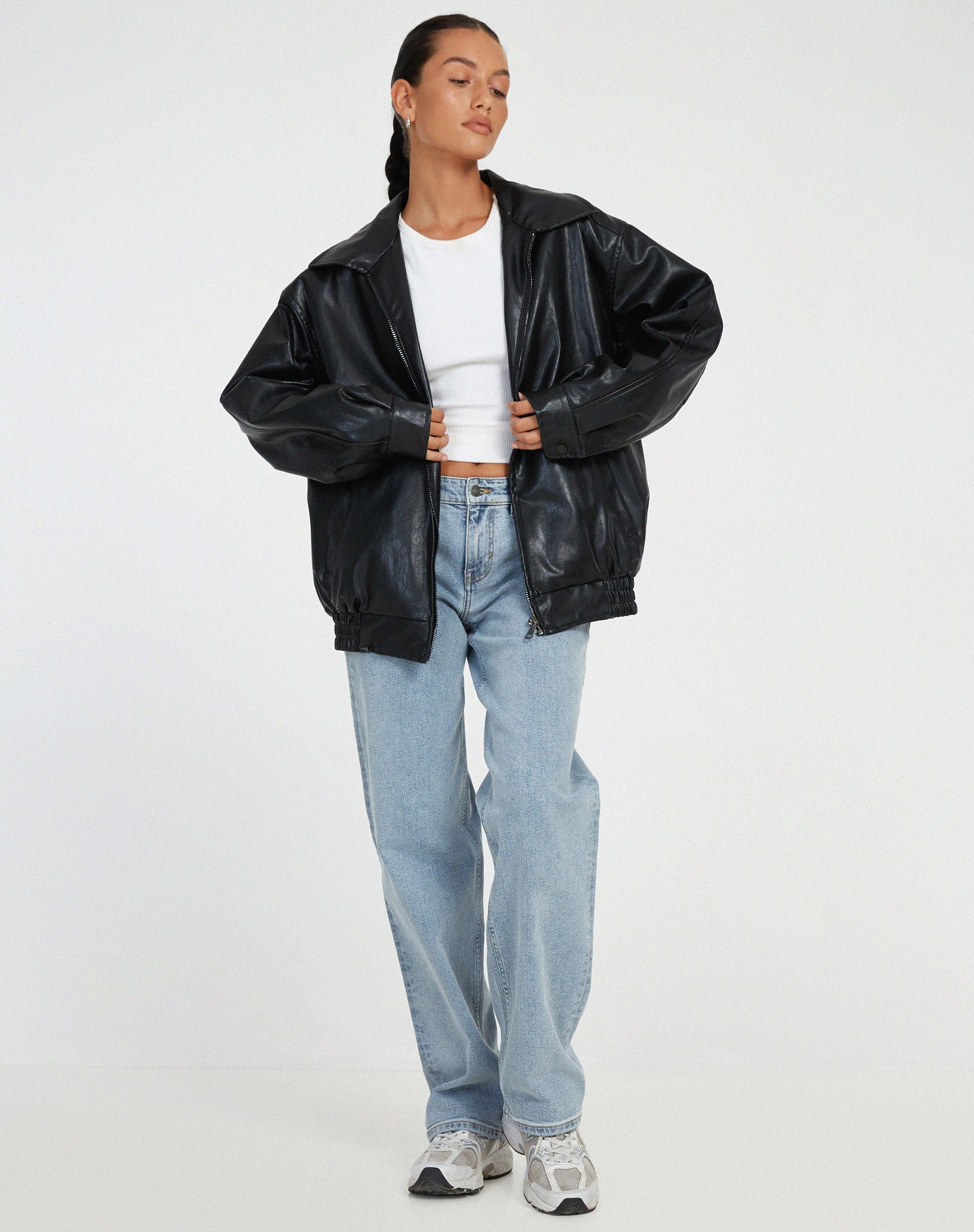 Queenilyn Jacket | Women's Autumn Oversized PU Leather Jacket - Sofia Maris
