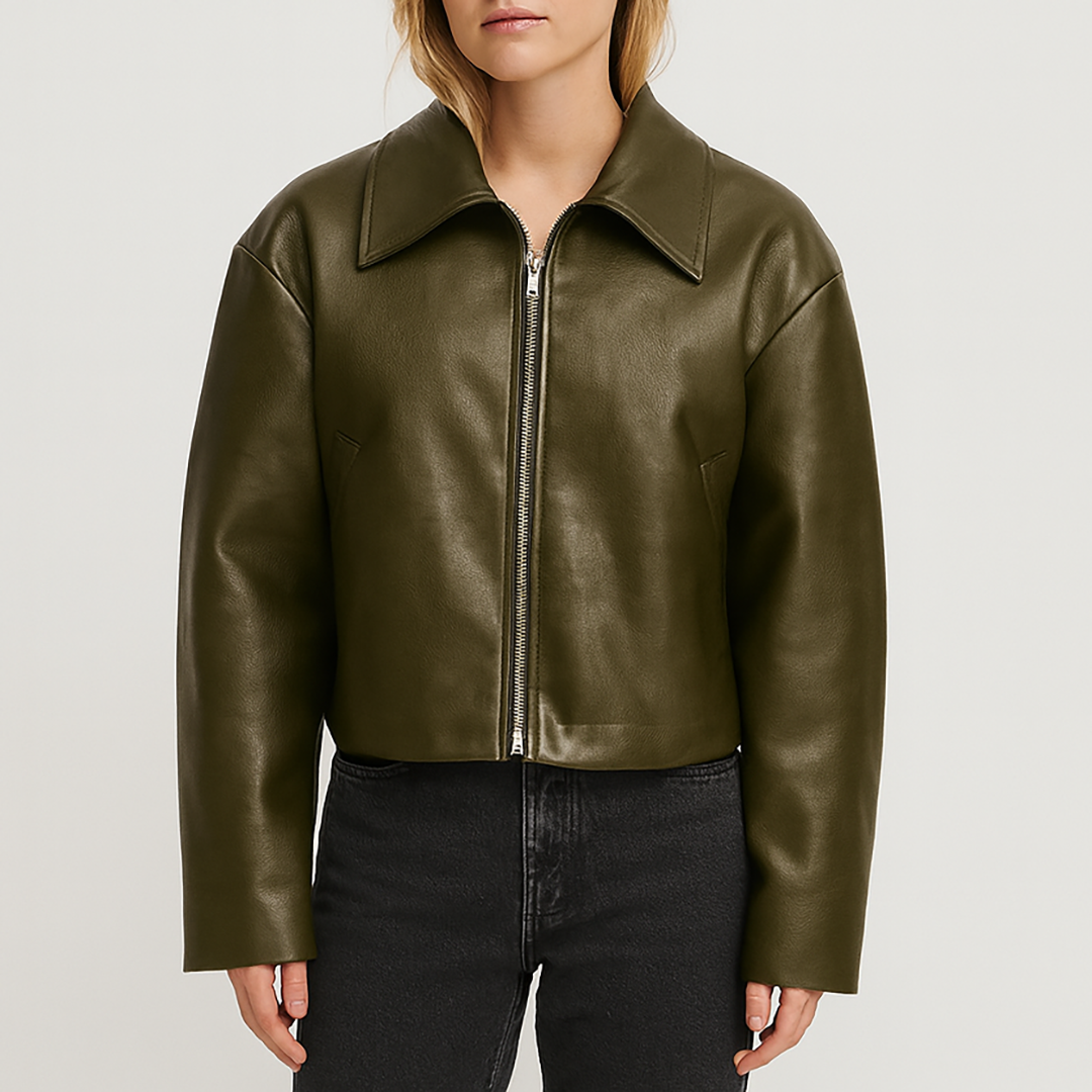 Norelle Co Faux Leather Bomber Jacket