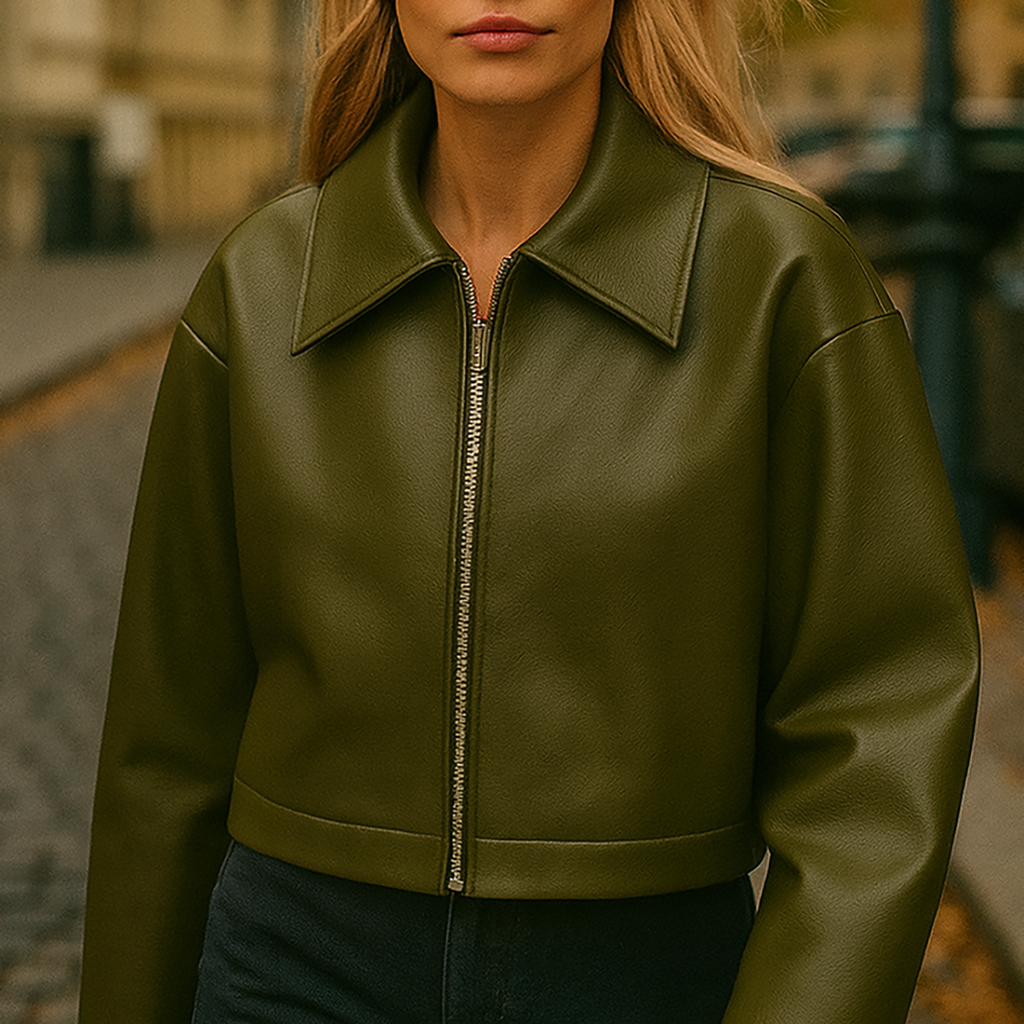 Norelle Co Faux Leather Bomber Jacket