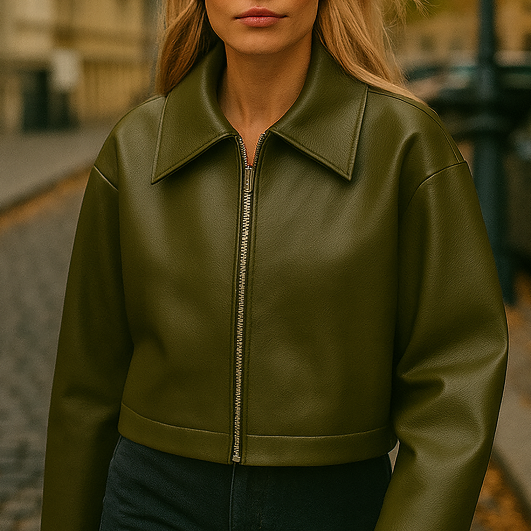 Norelle Co Faux Leather Bomber Jacket