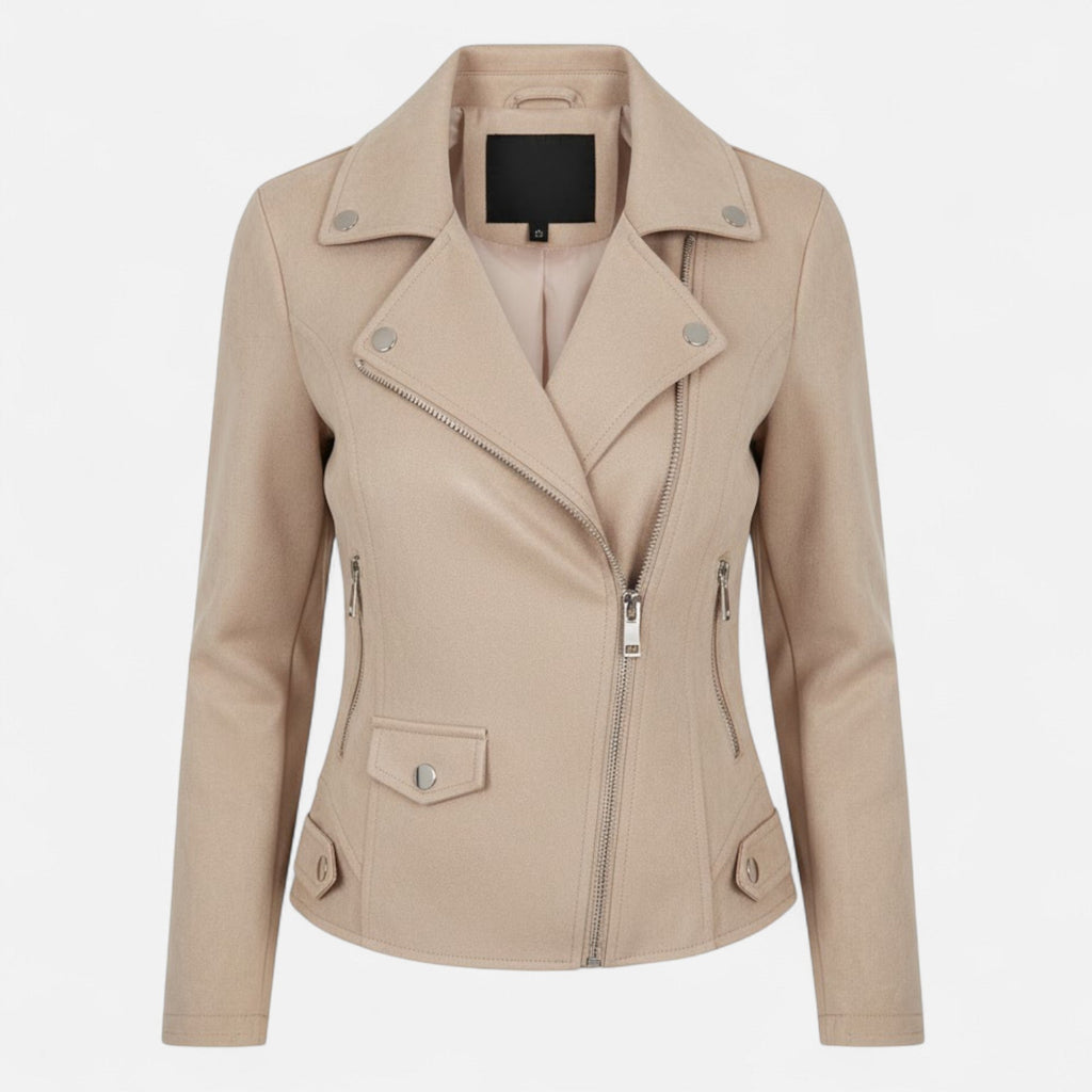 Norelle Co Women’s Slim Lapel Zip Jacket with Pockets
