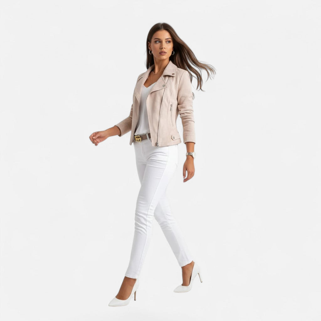 Norelle Co Women’s Slim Lapel Zip Jacket with Pockets