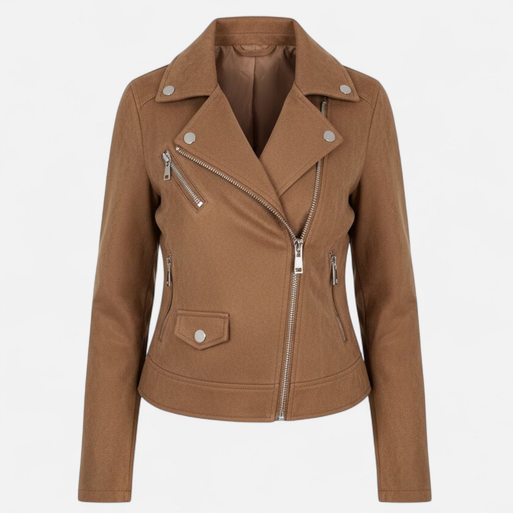 Norelle Co Women’s Slim Lapel Zip Jacket with Pockets