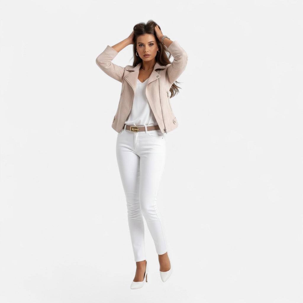 Norelle Co Women’s Slim Lapel Zip Jacket with Pockets