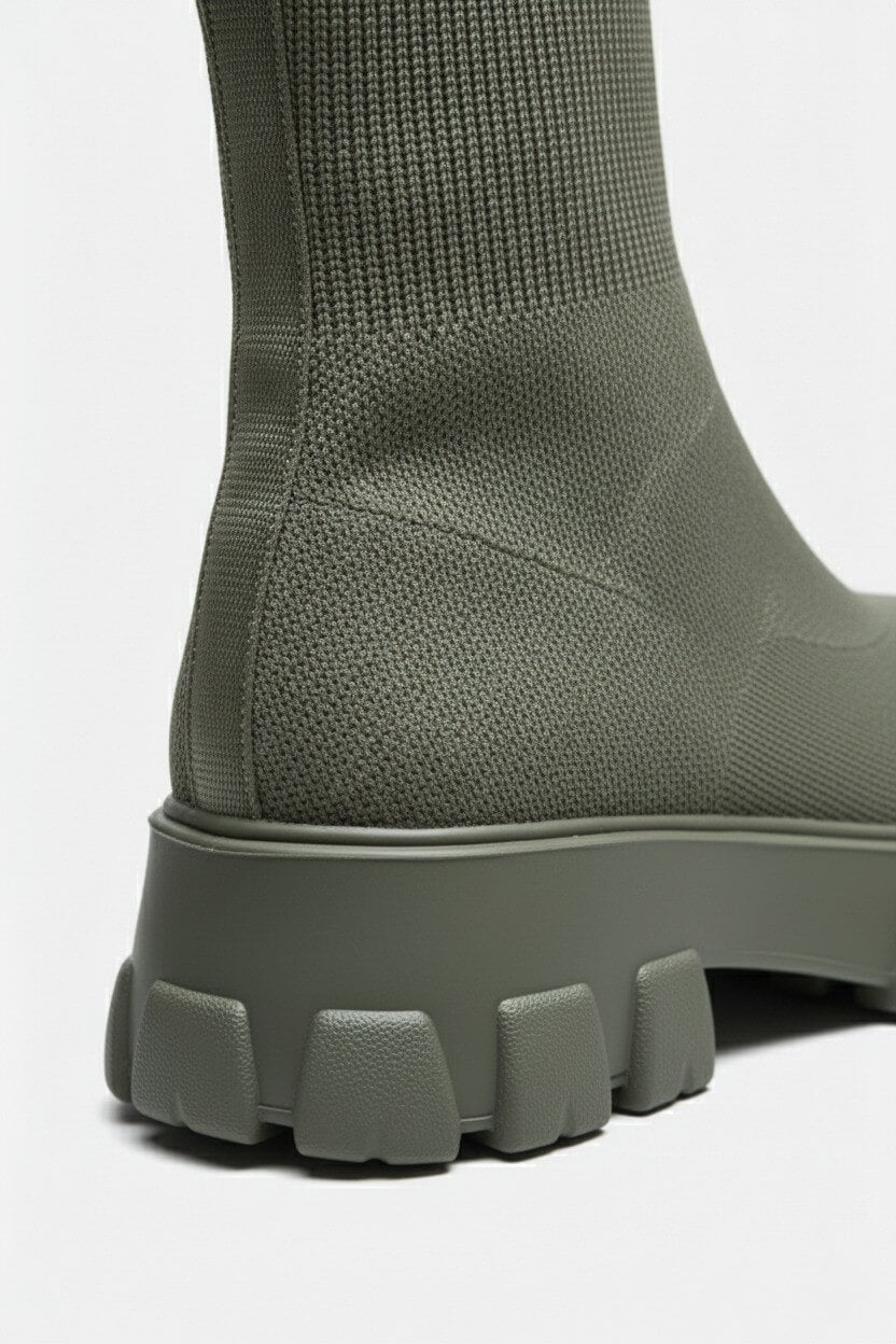 Sofia Maris Women’s Thick-Soled Ankle Boots – Knitted Round Toe Autumn Winter - Sofia Maris