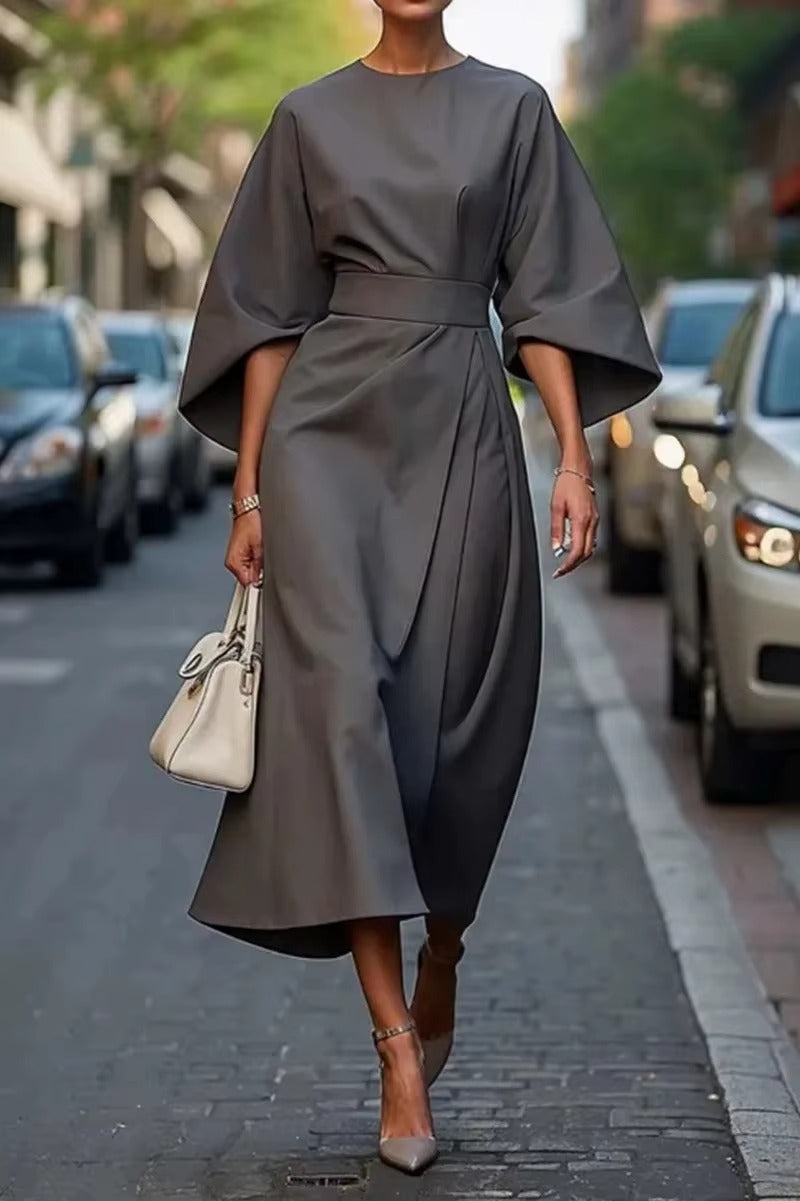 Norelle Co Crew Neck Midi Work Dress