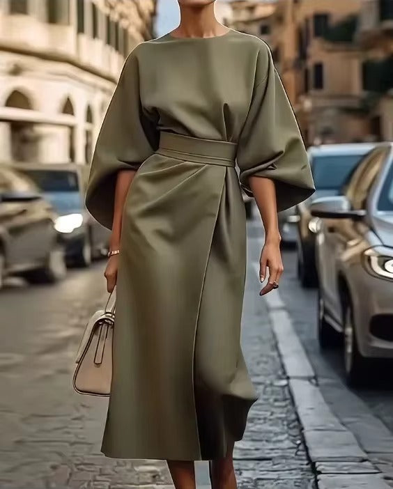 Norelle Co Crew Neck Midi Work Dress